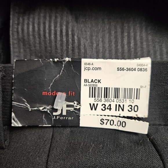 J. Ferrar Modern Fit Flat Front‎ Dress Pants Straight Leg Black Mens 34x30 NWT - Picture 3 of 13